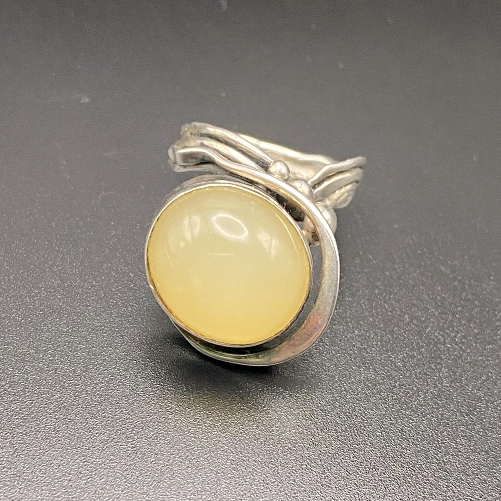 Sterling Silver Large Opal Stone Ring - image 1